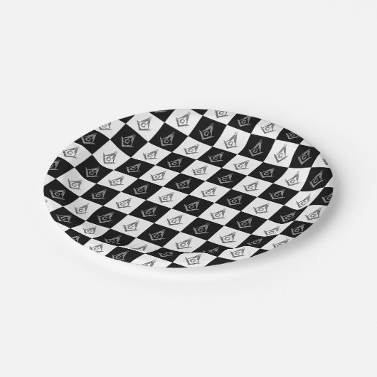 Freemason Checkered Pattern Papieren Bordje (Gekanteld)