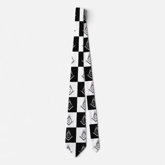 Freemason Checkered Pattern Stropdas (Voorkant)