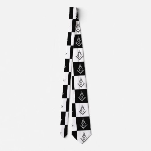 Freemason Checkered Pattern Stropdas (Achterkant)