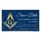 Freemason d'or Magnet Réservez la date marine (devant)