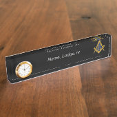 Freemason Masonic Black and gold Naambordje (Zijkant)