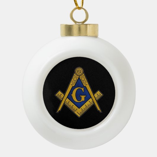 Freemason Masonic Square and Compass Freemasonry Keramische Bal Ornament (Voorkant)