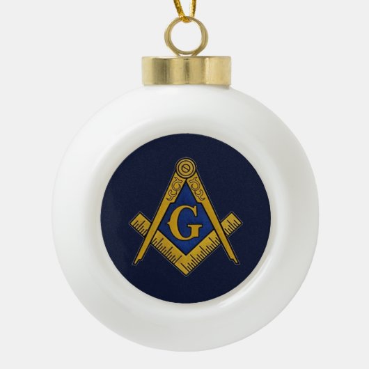 Freemason Masonic Square and Compass Freemasonry Keramische Bal Ornament (Voorkant)
