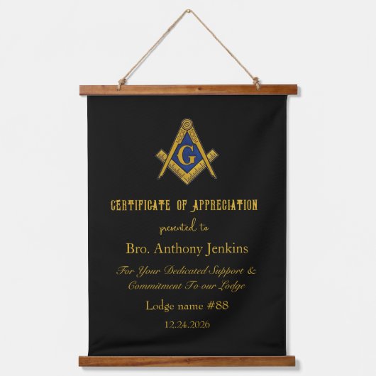 Freemason Master Mason Lodge Masonry Hangend Wandkleed (Voorkant)