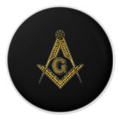 Freemason (zwart en goud) keramische knop (Voorkant)