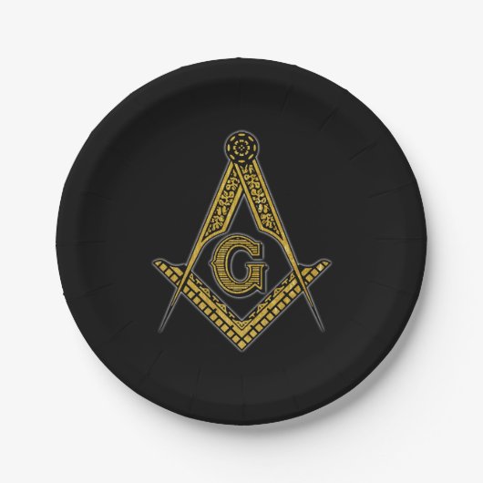 Freemason (zwart en goud) papieren bordje (Voorkant)