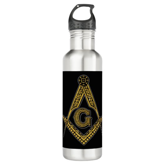 Freemason (zwart en goud) waterfles (Voorkant)