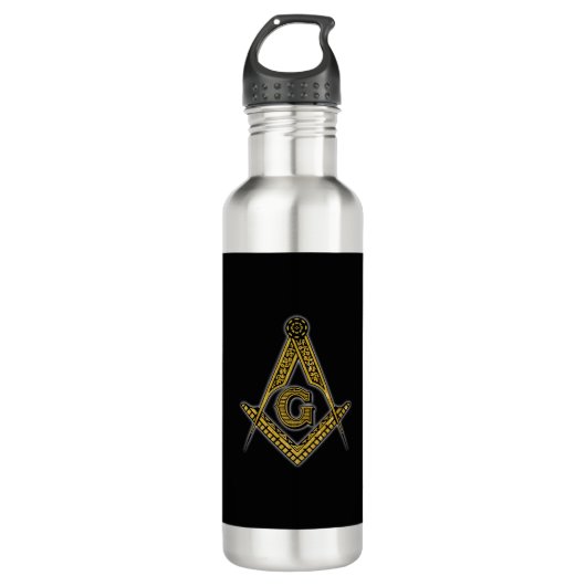 Freemason (zwart en goud) waterfles (Voorkant)