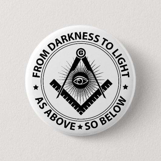 Freemasonry emblem ronde button 5,7 cm (Voorkant)