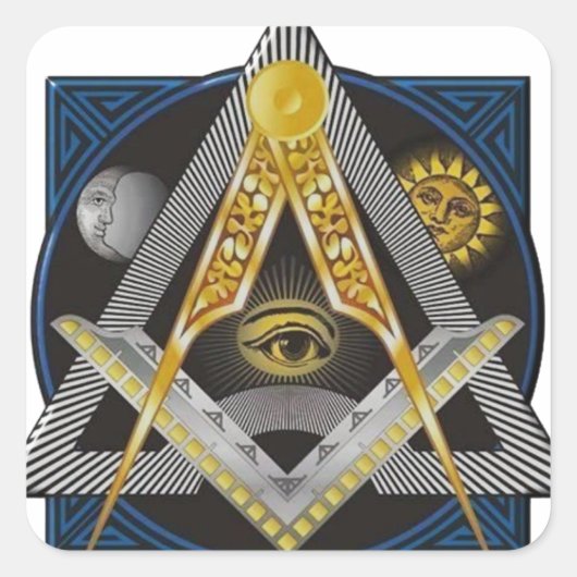 Freemasonry Emblem Vierkante Sticker (Voorkant)