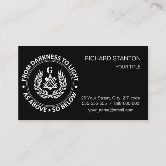 Freemasonry emblem visitekaartje (Voorkant)