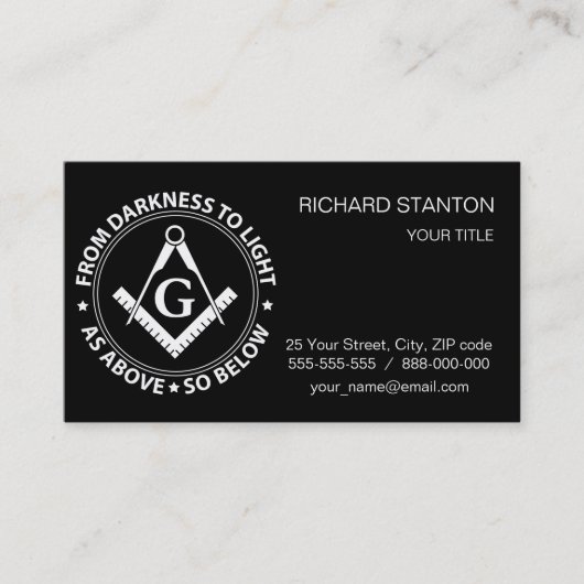 Freemasonry emblem visitekaartje (Voorkant)