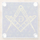 Freemasonry-symbool Square and Compass Glazen Onderzetter (Achterkant)