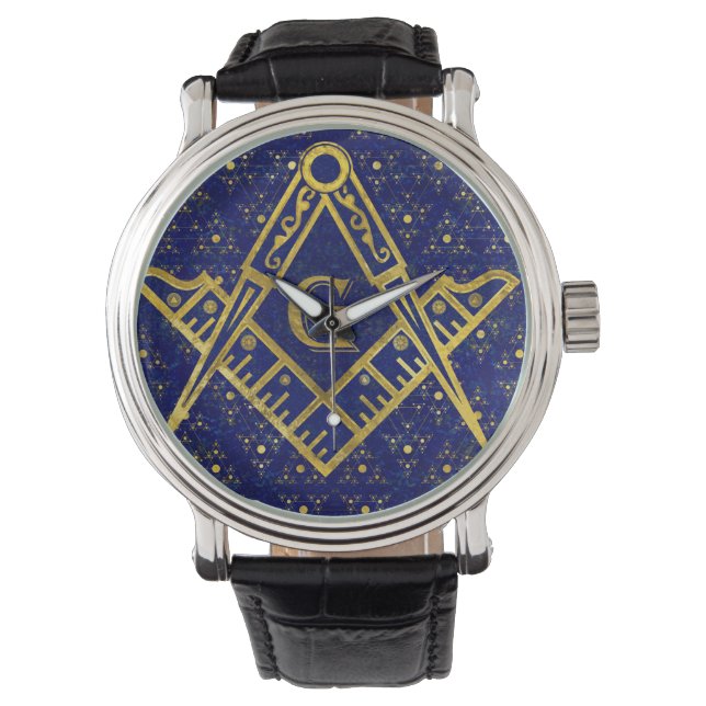 Freemasonry-symbool Square and Compass Horloge (Voorkant)