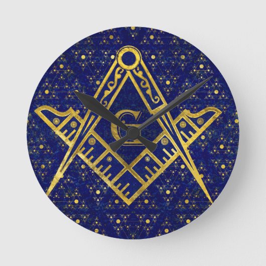 Freemasonry-symbool Square and Compass Ronde Klok (Voorkant)