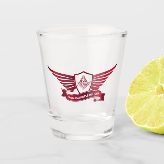 Freemasonsymbool en afscherming shot glas (Voorkant)