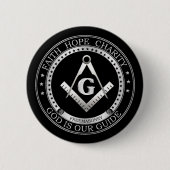 Freemasonsymbool Ronde Button 5,7 Cm (Voorkant)