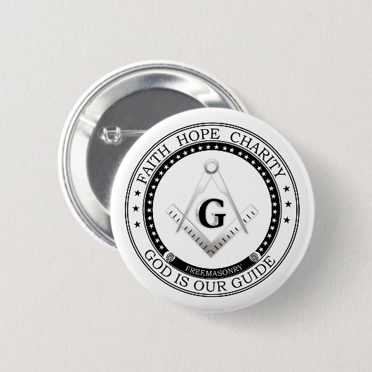 Freemasonsymbool Ronde Button 5,7 Cm (Voorkant /achterkant)