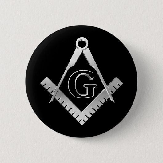 Freemasonsymbool Ronde Button 5,7 Cm (Voorkant)