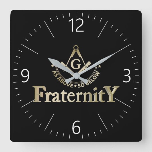 Freemasonsymbool Vierkante Klok (Voorkant)