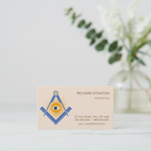 Freemasonsymbool Visitekaartje (Staand voorkant)