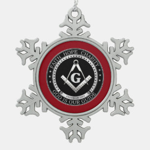 Freemasonzegel Tin Sneeuwvlok Ornament