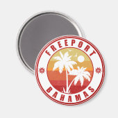 Freeport Bahamas  Palm Trees 80s Souvenirs Magneet (Voorkant / Achterkant)