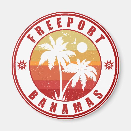 Freeport Bahamas  Palm Trees 80s Souvenirs Magneet (Voorkant)