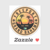 Freeport Bahamas Retro Sunset Souvenirs 60s Sticker (Vel)