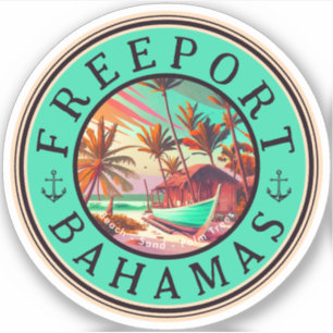Freeport Bahamas Retro Sunset Travel Souvenir 1950 Sticker