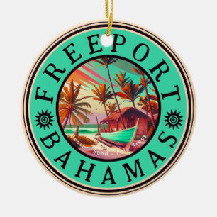 Freeport Bahama's Retro Sunset Travel Souvenir 50s Keramisch Ornament