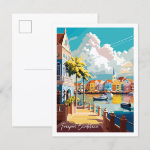 Freeport Caribbean vintage reisillustratie Briefkaart