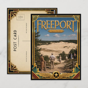 Freeport Maine Vintage Art Deco Gouden Tijdperk Briefkaart