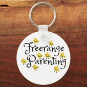 Freerange ouderschap met gele kuikens overal sleutelhanger (Voorkant)