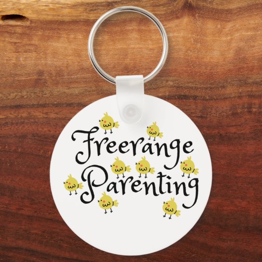 Freerange ouderschap met gele kuikens overal sleutelhanger (Voorkant)