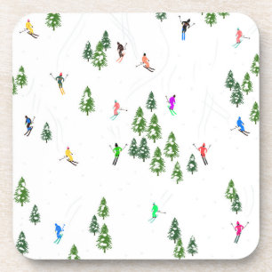 Freeride Alpiene Skiers Illustratie Partij Bier Onderzetter