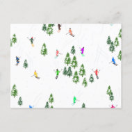 Freeride Alpiene Skiers Illustratie Partij Briefkaart