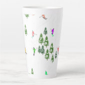 Freeride Alpiene Skiers Illustratie Partij Latte Mok (Voorkant)