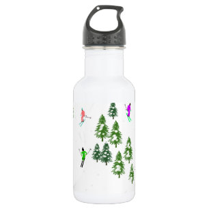 Freeride Alpiene Skiers Skiing Illustratie Ski Waterfles