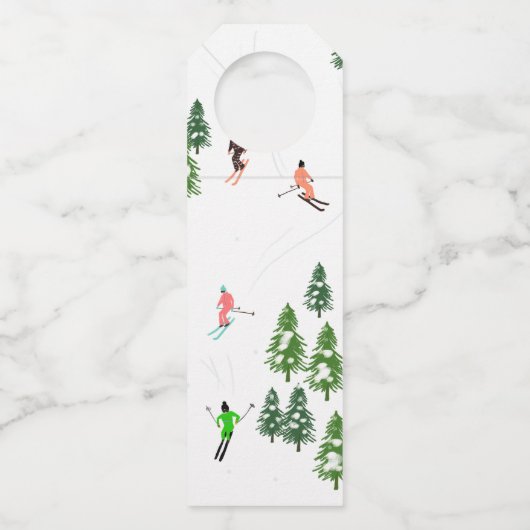 Freeride Alpiene Skiers Skiing Ski Skis Art Party Flessenhanger (Voorkant)