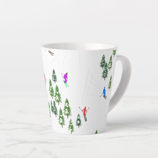 Freeride Alpine Skiers Skiing Illustratie Latte Mok (Rechterhoek)