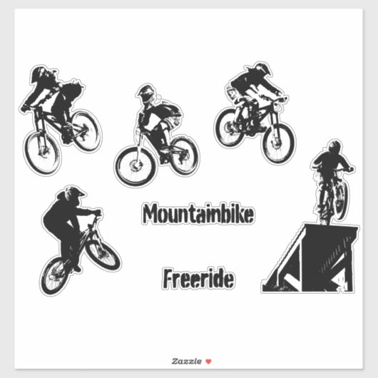 Freeride Mountain Bike Silhouette of Mountainbiker Sticker (Vel)