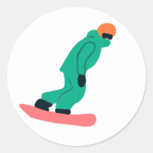 Freeride Snowboarder in Green Suit Illustratie Ronde Sticker