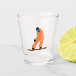 Freeride Snowboarder Oranje Suit Snowboarding Shot Glas