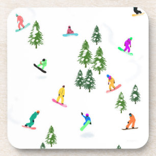 Freeride Snowboarder Snowboarding Illustratie Bier Onderzetter