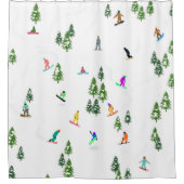 Freeride Snowboarder Snowboarding Illustratie Douchegordijn (Voorkant)