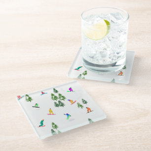 Freeride Snowboarder Snowboarding Illustratie Glazen Onderzetter