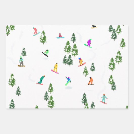 Freeride Snowboarder Snowboarding Illustratie Inpakpapier Vel (Voorkant)