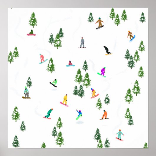 Freeride Snowboarder Snowboarding Illustratie Poster (Voorkant)