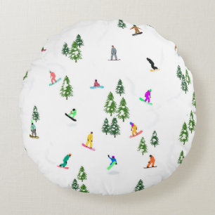 Freeride Snowboarder Snowboarding Illustratie Rond Kussen